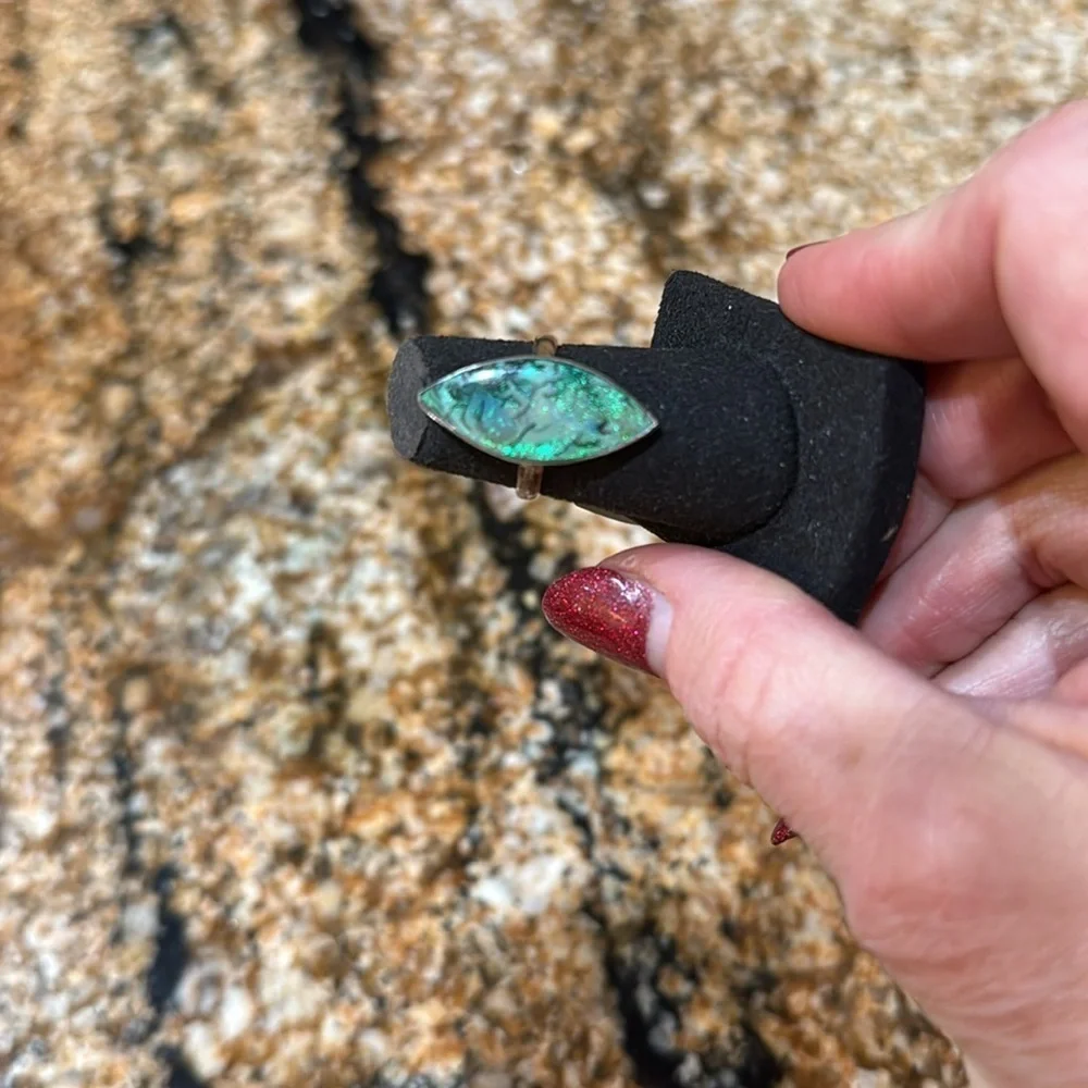 NEW Elegant Green Opal and Sterling silver ring - Picture 6 of 6